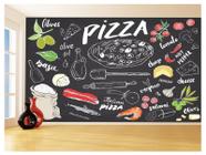 Papel De Parede Estilo Lousa Pizza Ingrediente 3,5M Lcb11