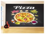 Papel De Parede Estilo Lousa Pizza Ingrediente 3,5M Lcb14