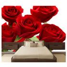 Papel De Parede Flores Gg 7,30m² Adesivo Rosas Vermelhas 61