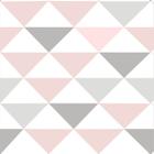 Papel de Parede Geométrico Triângulo Rosa Branco e Cinza