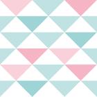 Papel de parede infantil Brincar 3600 bobinex vinilico geométrico triângulos rosa e verde