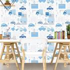 Papel de Parede Infantil Carrinhos Tons de Azul - Papel de Parede Digital