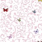 Papel De parede Infantil Detalhes Rosa claro E Borboletas coloridas Ideal Para Quarto Infantil