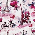 Papel De Parede Lavável Casual Paris Fashion Amor Bicicleta Adesivo Decorativo Sala Quarto - Pro Decor
