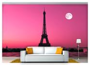 Papel De Parede Lua Cheia Paris Céu Eiffel 3D Nsk66