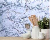 Papel de Parede Mármore Branco Mesclado Adesivo Resistente Lavável Cozinha Banheiro Revestimento Móveis