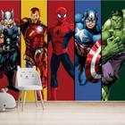 Papel de Parede Marvel Super Heróis HQ Thor, Homem de Ferro, Homem-Aranha, Capitão América e Hulk