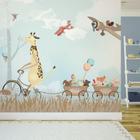 Papel de Parede Painel Infantil Animais Aviões 4 rolos - 6m²