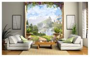 Papel De Parede Paisagem Castelo Cachoeira 3D Dav28