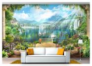 Papel De Parede Paisagem Digital Jardim Lago Dah57 - Você Decora