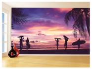 Papel De Parede Paisagem Por Do Sol Surf Praia 3,5M Pds40