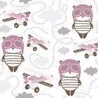 Papel de Parede Panda Aviões para Quarto de Menina 57x270cm