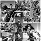 Papel de Parede Super Heróis DC Super Homem Flash Batman Quadrinhos Preto e Branco Adesivo Autocolante