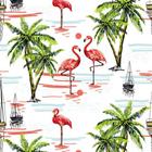 Papel De Parede Temático Flamingos E Fundo Branco - 3,00x0,5m