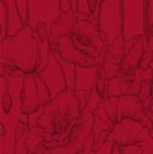 Papel De Parede Vermelho com Desenho Flores Adesivo Sala FL161 3METROSX57CM