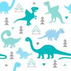 Papel de Parede Vinílico Autoadesivo Lavável Dinossauro Azul Verde Menino Decoração Quarto Infantil - Deliquadros