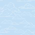Papel De Parede Vinílico Nuvens Branca E Azul Desenho Quarto 1.5m