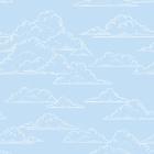 Papel De Parede Vinílico Nuvens Branca E Azul Desenho Quarto 10m
