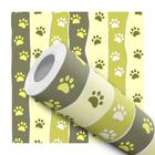 Papel de Parede Vinílico Patas Gato Cachorro Verde Petshop 10m