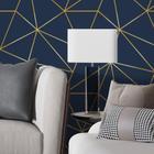 Papel De Parede Vinílico Zara Azul Marinho Dourado Sala 3m