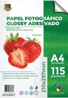 Papel fotográfico BRILHO Adesivado 115g A4 a prova d'água 100 FOLHAS - x COLOUR