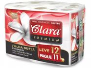 Papel Higiênico Clara Premium Folha Dupla Extramacio Leve 12 Pague 11