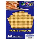 Papel Holográfico A4 Dourado com Quadrados 120g 10 Folhas Off Paper