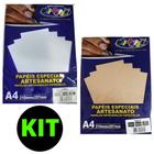 Papel Linho A4 Branco Mais Papel Kraft A4 Kit - OFF PAPER