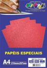 Papel Metalizado A4 150g Vermelho Off Paper 15 Folhas