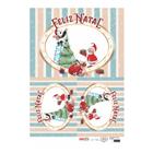 Papel para Decoupage Opapel 30 x 45 cm 2818 Moldura Feliz Natal