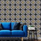 Papel Parede 3D Preto Cinza Dourado Geometrico Autocolante