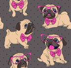 Papel Parede Adesivo Cachorrinho Pug Fundo Marrom Quarto 10m