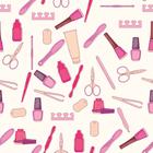 Papel Parede Autocolante Casual Manicure Esmalte Alicate Pink Fundo Bege Vinil - DPCA243