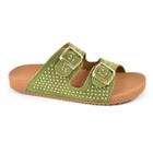 Papete Godiva Tiras Largas Fivela Feminino Verde