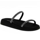 Papete Moleca Flatform Tira Strass Feminina Preta