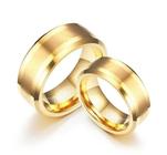Par Alianças Tungstenio 8mm Banhada Ouro 18k Chanfrada