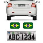 Par Bandeiras Brasil Placa De Carro Moto Adesivas Resinadas