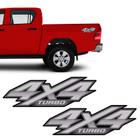 Par De Adesivos 4x4 Hilux Turbo Flex 2016/2020 Emblema Cinza