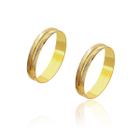 Par de Alianças de Casamento Artemis Ouro 18k Trabalhado Duplo 3,8mm 2,8g