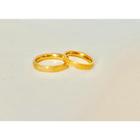 Par de Alianças diamantadas dourada aço inoxidável 4MM para noivado, casamento luxo premium