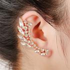 Par De Brinco Ear Cuff Strass Dourado Ou Prata Festa Luxo