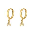 Par de Brinco Ouro 18k Argola Com Letra 6mm B422-A