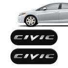 Par De Emblemas De Coluna Linha Civic Adesivo Resinado Preto