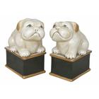 Par de Escultura Cachorros Porcelana Craquelado Luxo - LUXdécor