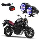 Par de Farol de Milha Angel Eye U7 Mini Azul para Moto Fazer 600 FZ 6S 2005 2006 2007 2008 2009 2010 até 2022 - U7AA