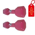 Par de Halter Emborrachado de Peso Sextavado Rosa 4Kgs - 1 Fit