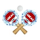 Par de Raquetes para Tênis de Mesa Personalizado com Nome + Bolinha 24,5x13,5 Mdf Madeira Adesivado