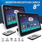 Par de Telas P/ Encosto Hyundai HB20 2012 2013 2014 2015 2016 8 Polegadas Independente USB Espelhamento Monitor Fone de Ouvido