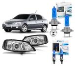 Par farol astra 2003 a 2011 foco duplo mascara cromada + super led 6000k