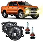 Par Farol Auxiliar Milha Lente em Vidro + Lâmpadas H11 Ford Ranger 2012 2013 á 2016 - Neblina Semelhante Original